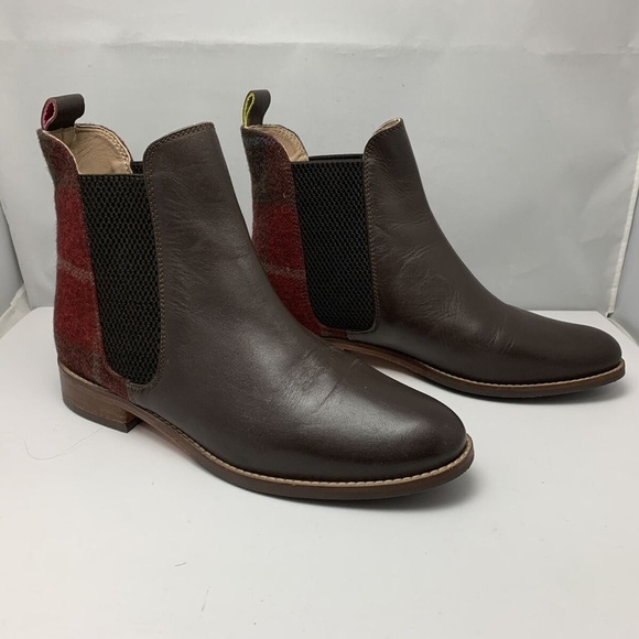 Joules Boots, wine colored leather with calf hair back - Picture 1 of 5